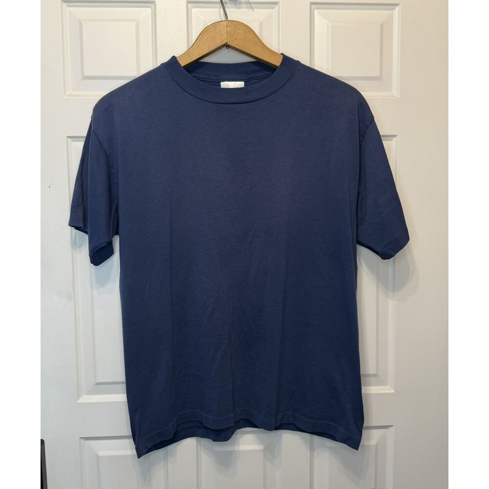 Vintage Fashion Gear Navy Blue Single Stitch T Shirt USA Made 50/50 Large Thin
